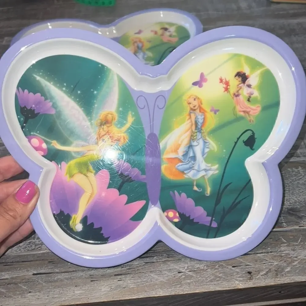 ▶️ Disney Store ◀️ 2 Tinker Bell & Fairies Plastic Collectors Plates.